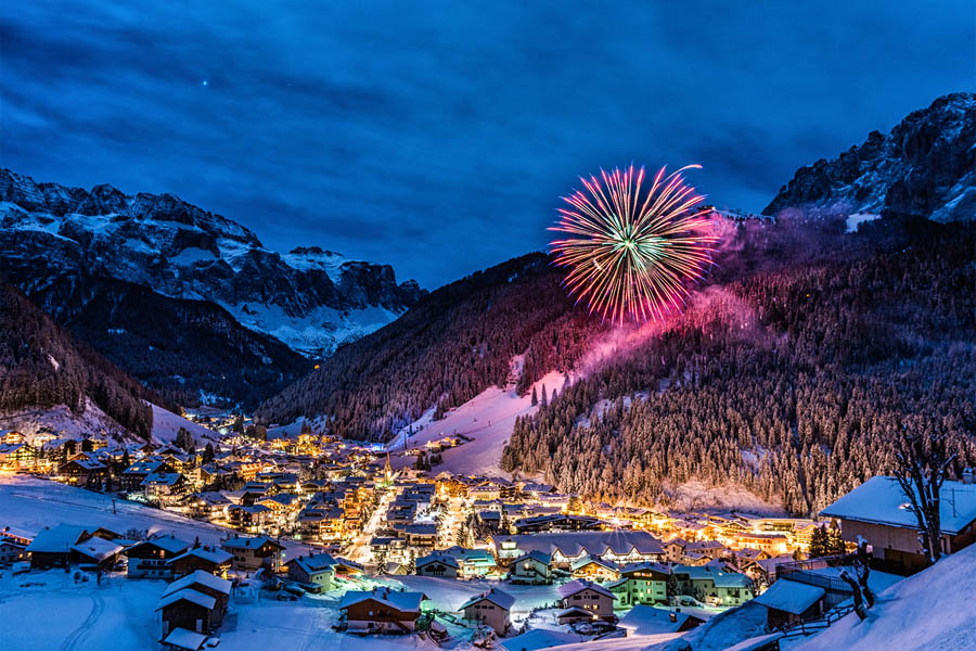 Fire works Selva di Val Gardena New Year