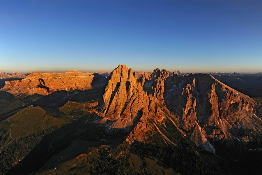 Sassolungo mountain range sunset